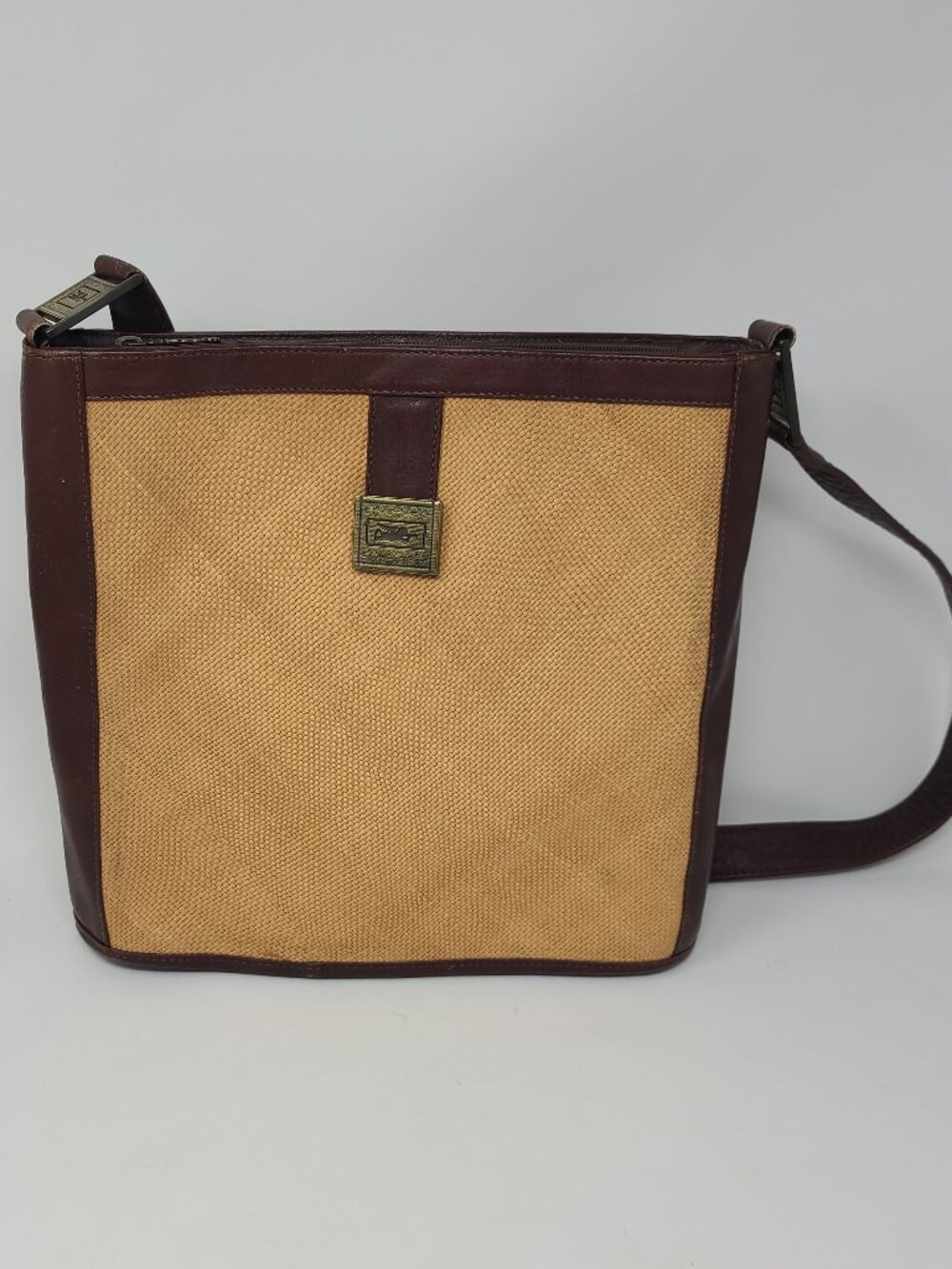 American Angel Leather and Straw Woven Purse